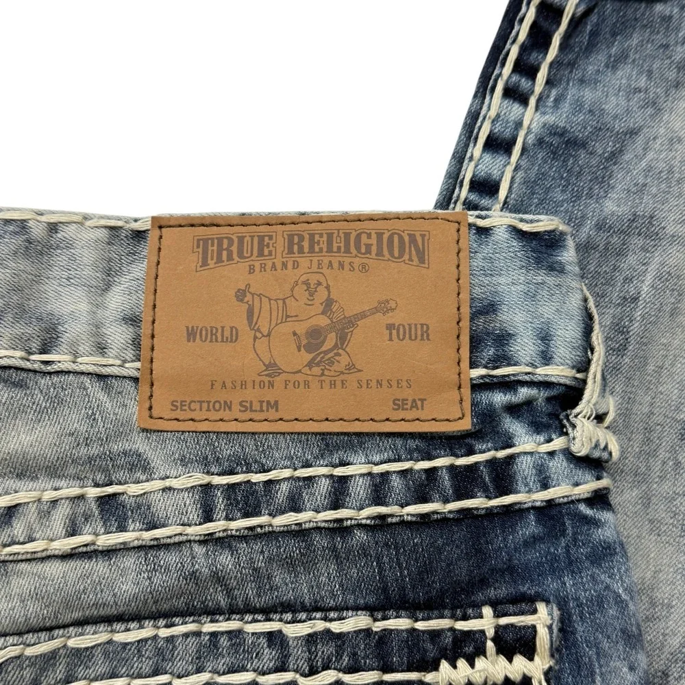 True Religion Slim Flap Super T Jeans Mens 40 x 33 Sunlight Haze Blue 101437 NWT